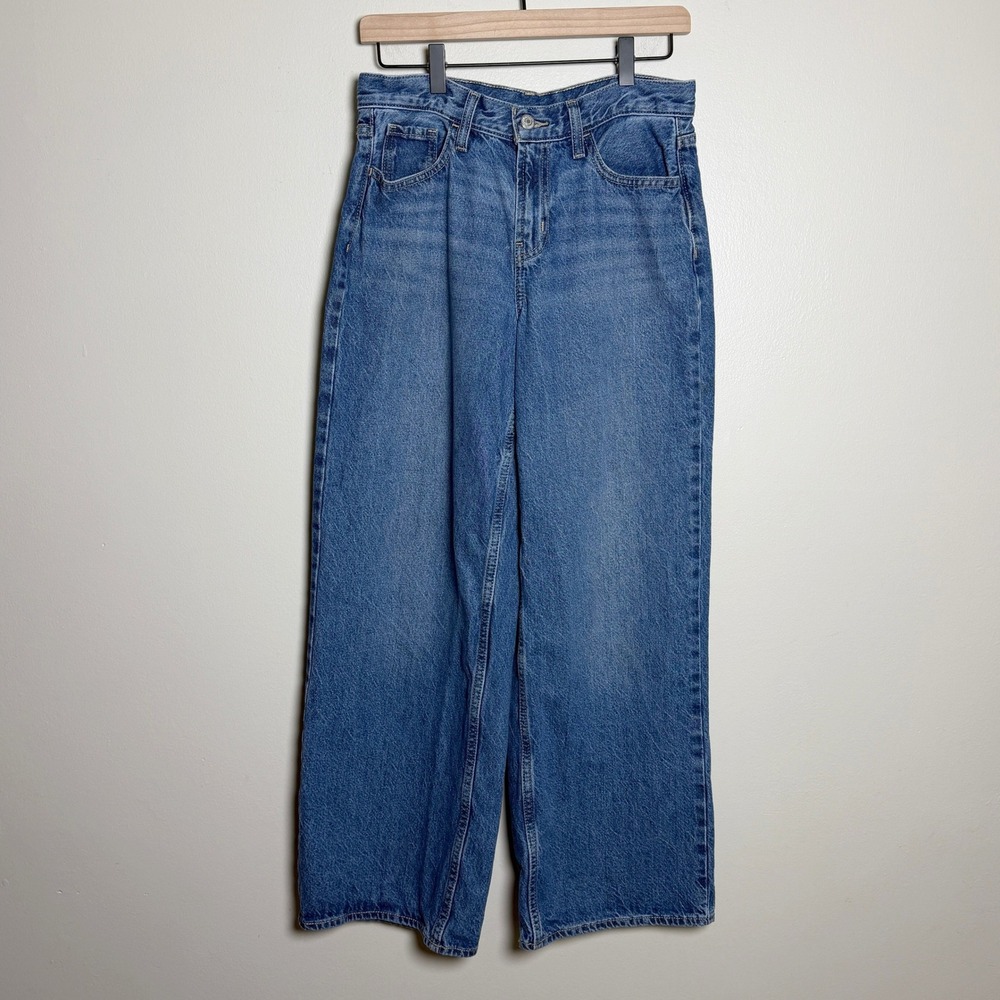 Old Navy Womens Cotton Jeans 4 Blue Mid-Rise Wow Baggy Wide Leg